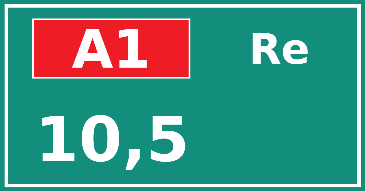 Hectometerbord A1 10,5 zijde Re