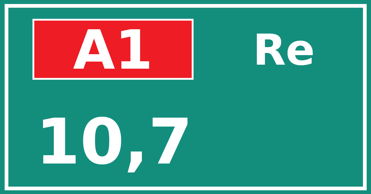 Hectometerbord A1 10,7 zijde Re