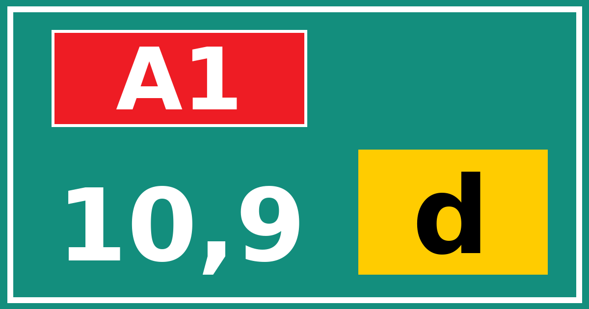 Hectometerbord A1 10,9 letter d