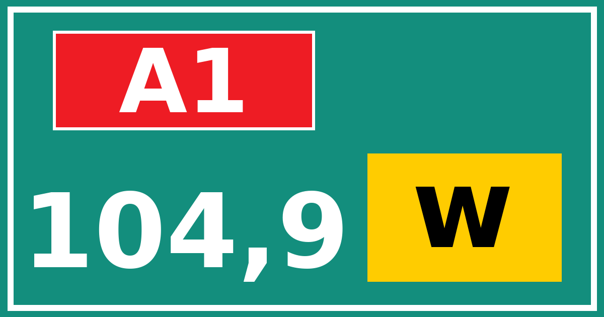 Hectometerbord A1 104,9 letter w