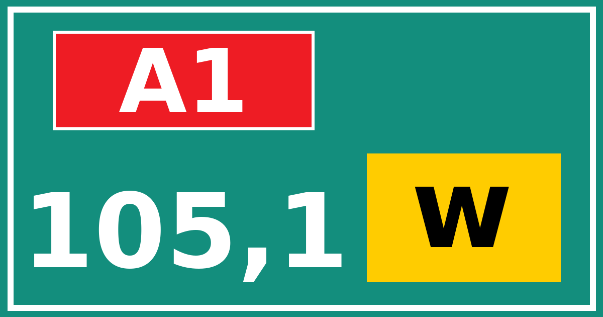 Hectometerbord A1 105,1 letter w