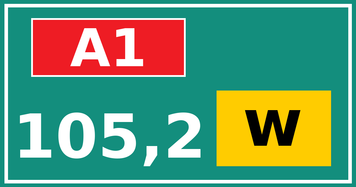 Hectometerbord A1 105,2 letter w
