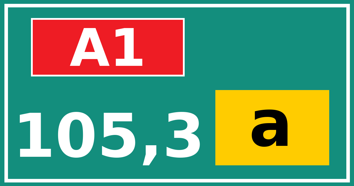 Hectometerbord A1 105,3 letter a