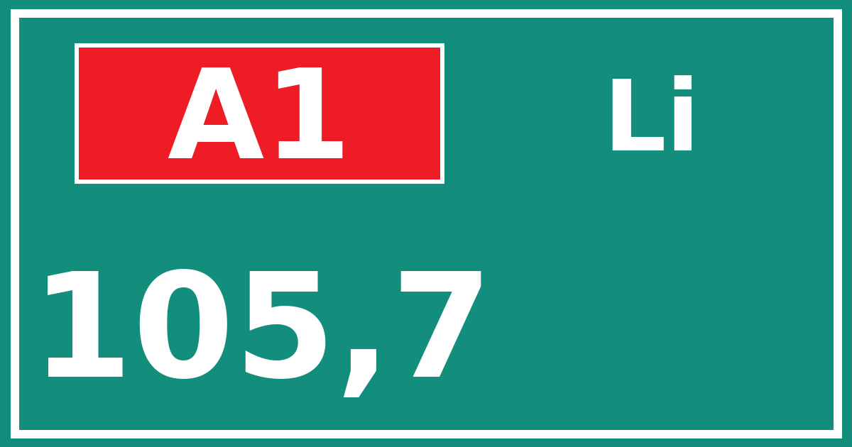 Hectometerbord A1 105,7 zijde Li