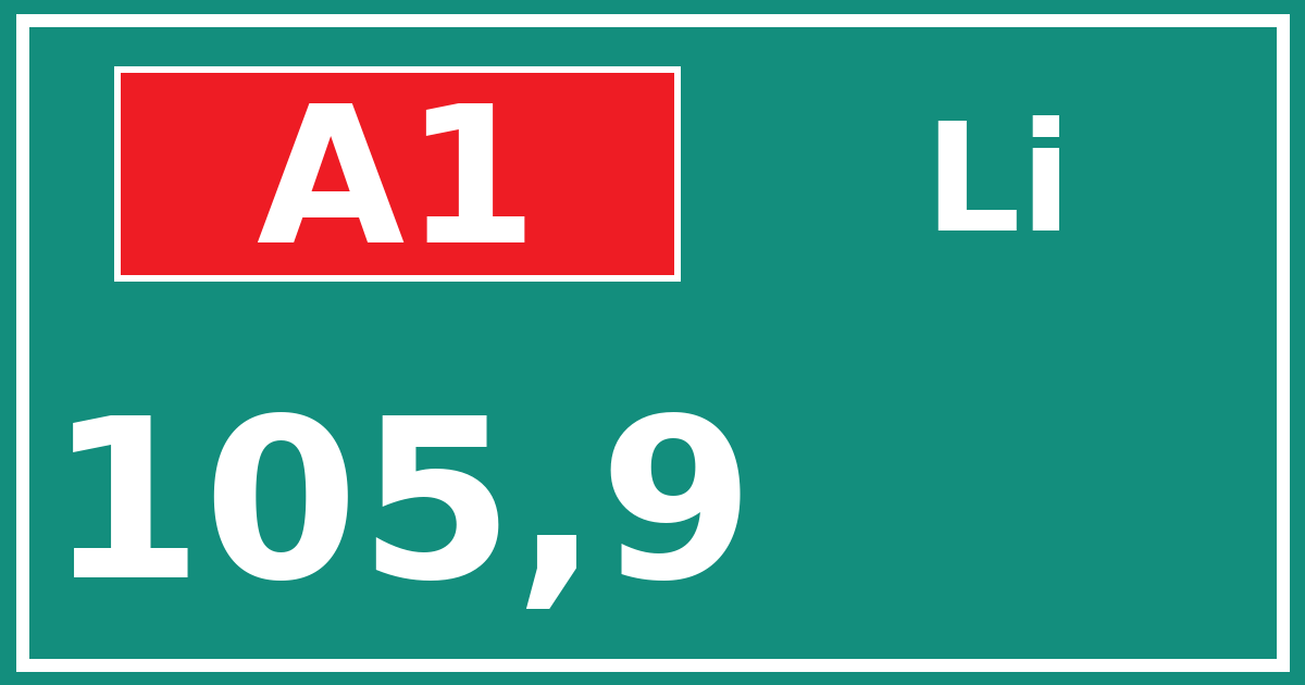 Hectometerbord A1 105,9 zijde Li