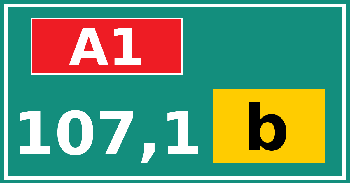 Hectometerbord A1 107,1 letter b