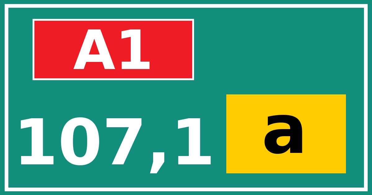 Hectometerbord A1 107,1 letter a