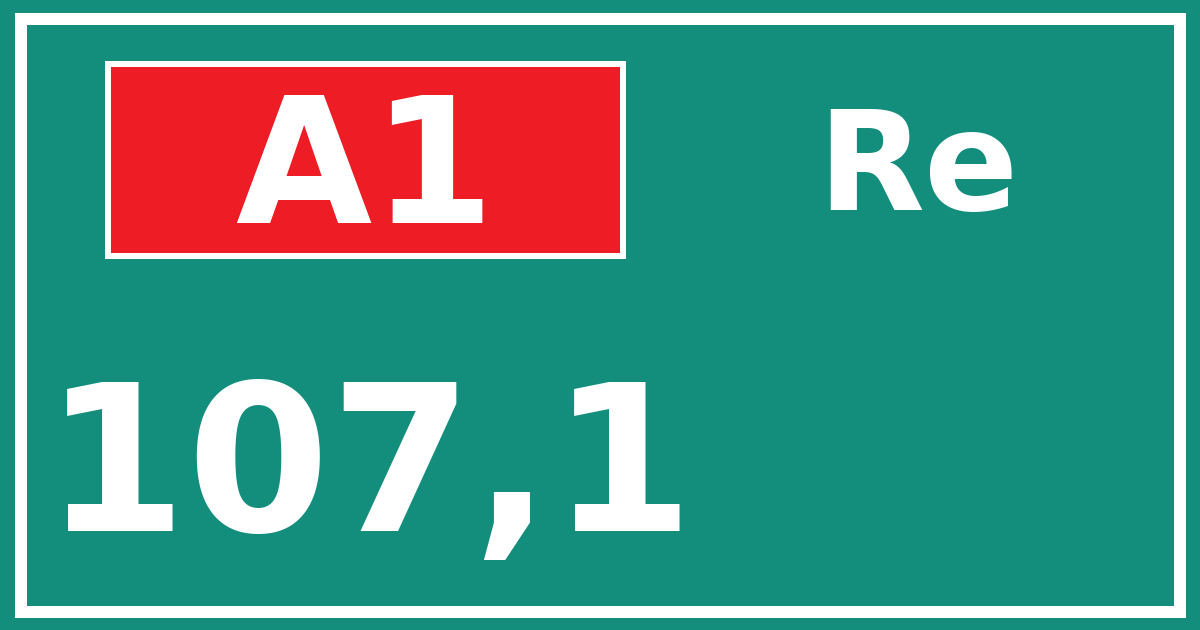 Hectometerbord A1 107,1 zijde Re