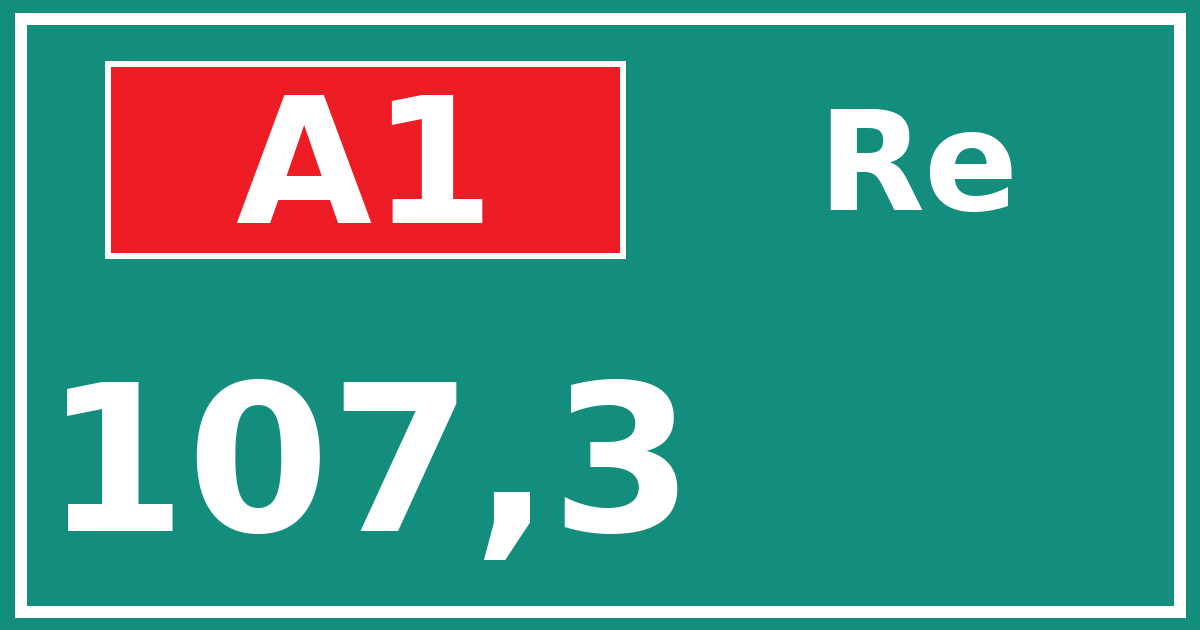 Hectometerbord A1 107,3 zijde Re
