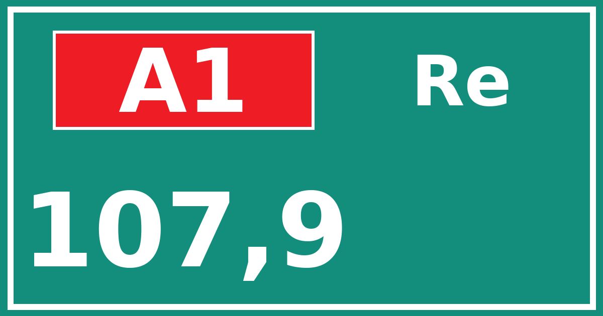Hectometerbord A1 107,9 zijde Re