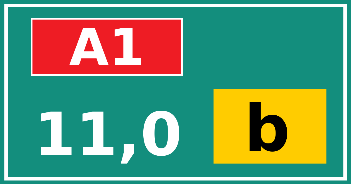 Hectometerbord A1 11,0 letter b