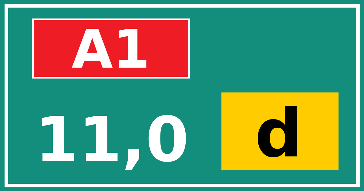 Hectometerbord A1 11,0 letter d