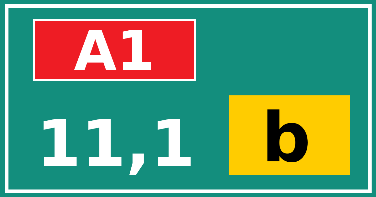 Hectometerbord A1 11,1 letter b