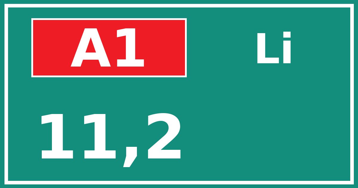 Hectometerbord A1 11,2 zijde Li
