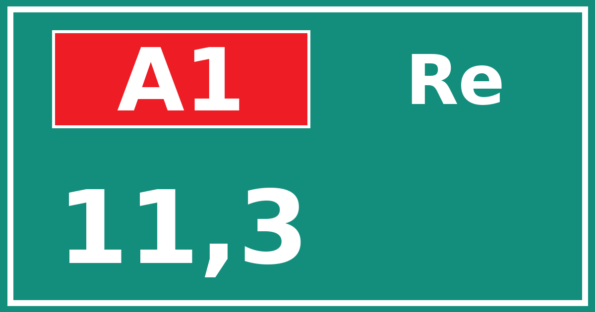 Hectometerbord A1 11,3 zijde Re