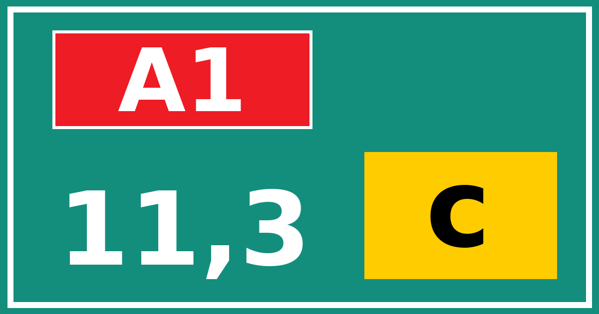Hectometerbord A1 11,3 letter c