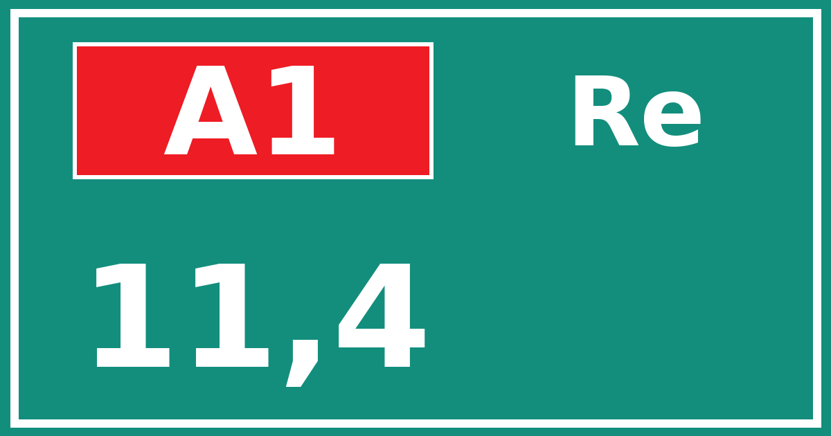 Hectometerbord A1 11,4 zijde Re