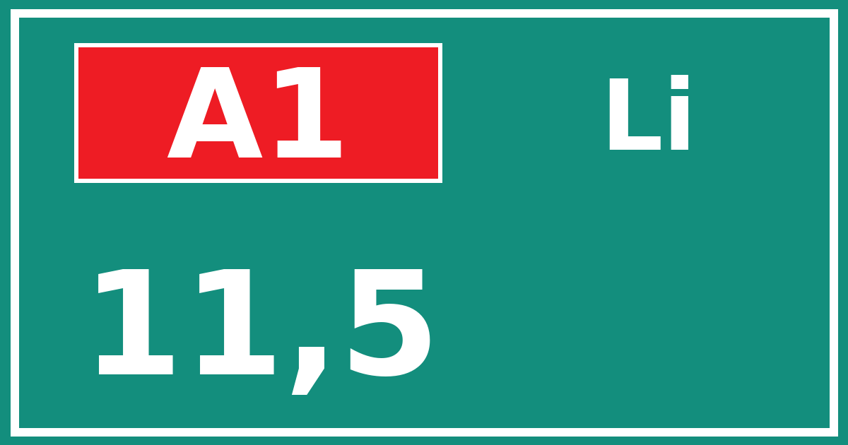 Hectometerbord A1 11,5 zijde Li
