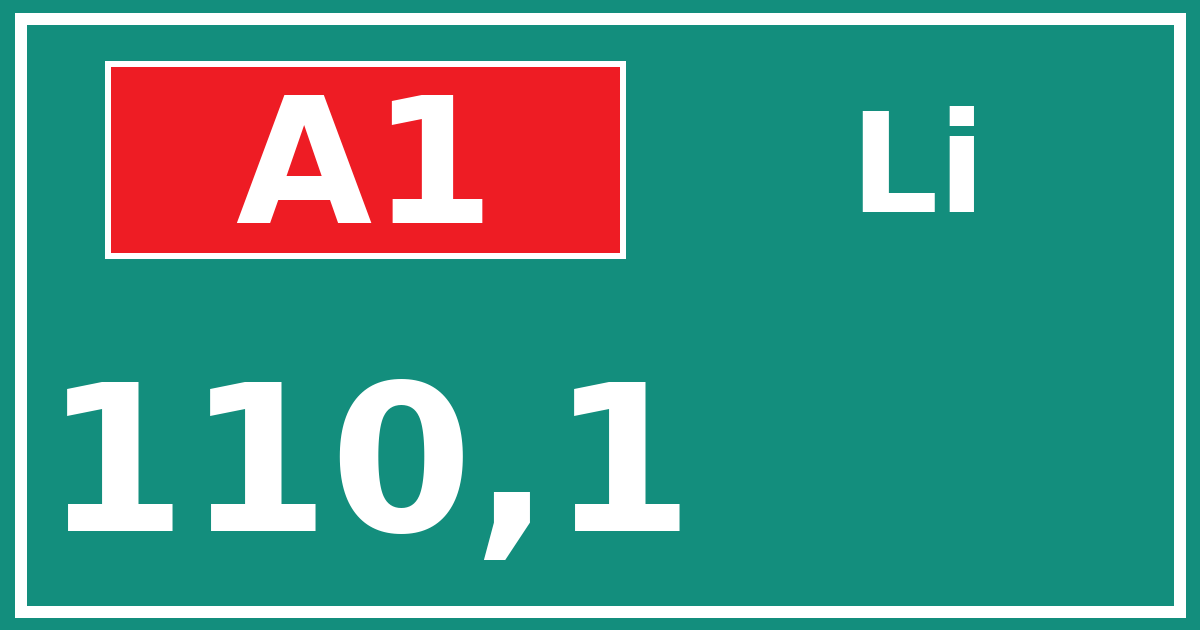 Hectometerbord A1 110,1 zijde Li