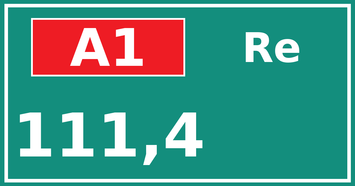 Hectometerbord A1 111,4 zijde Re