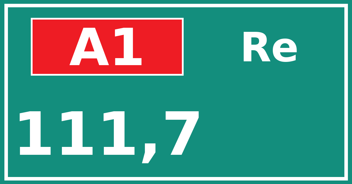 Hectometerbord A1 111,7 zijde Re