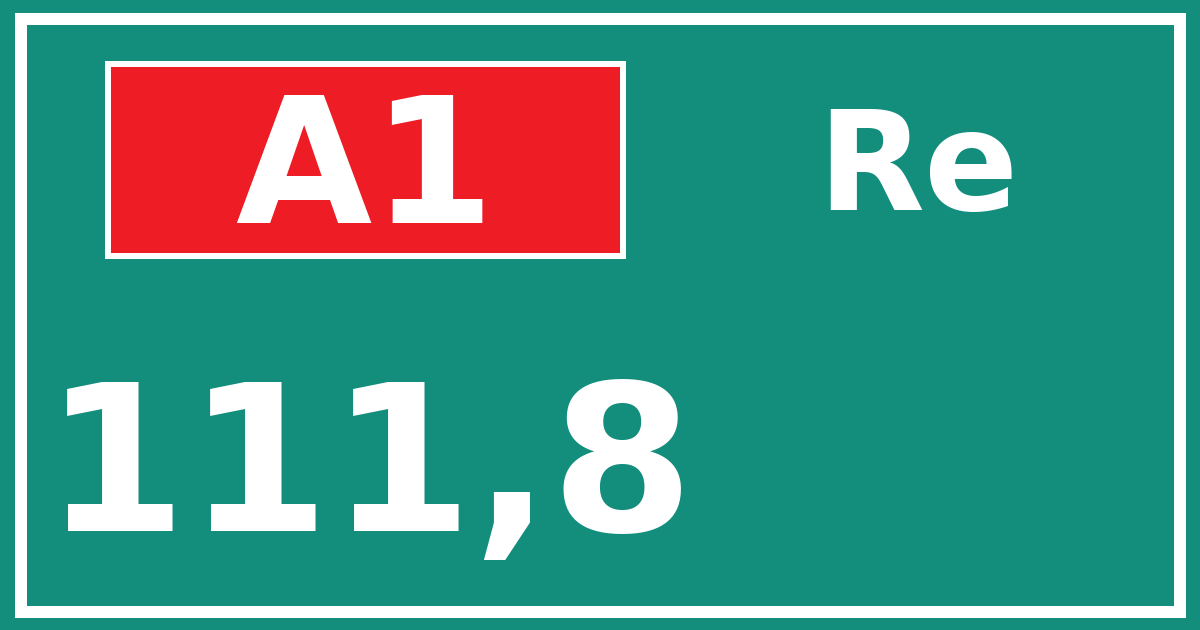 Hectometerbord A1 111,8 zijde Re