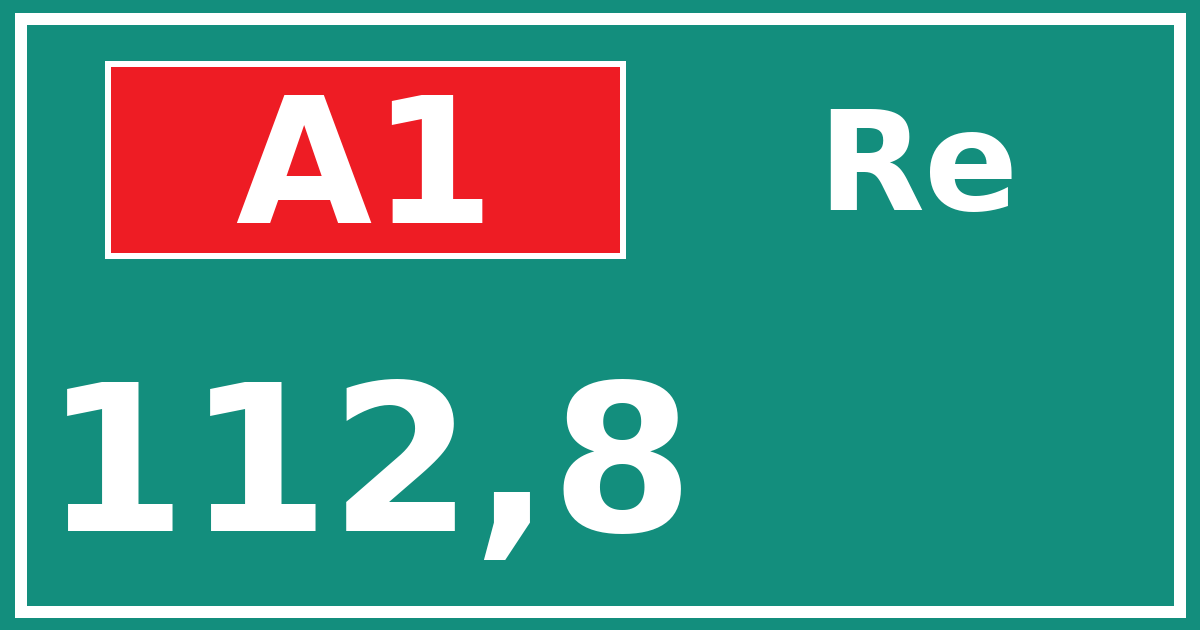 Hectometerbord A1 112,8 zijde Re