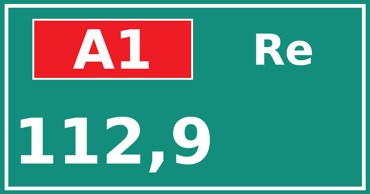 Hectometerbord A1 112,9 zijde Re