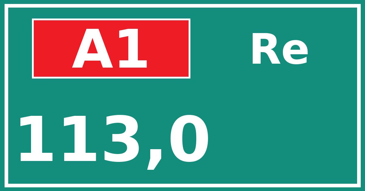 Hectometerbord A1 113,0 zijde Re