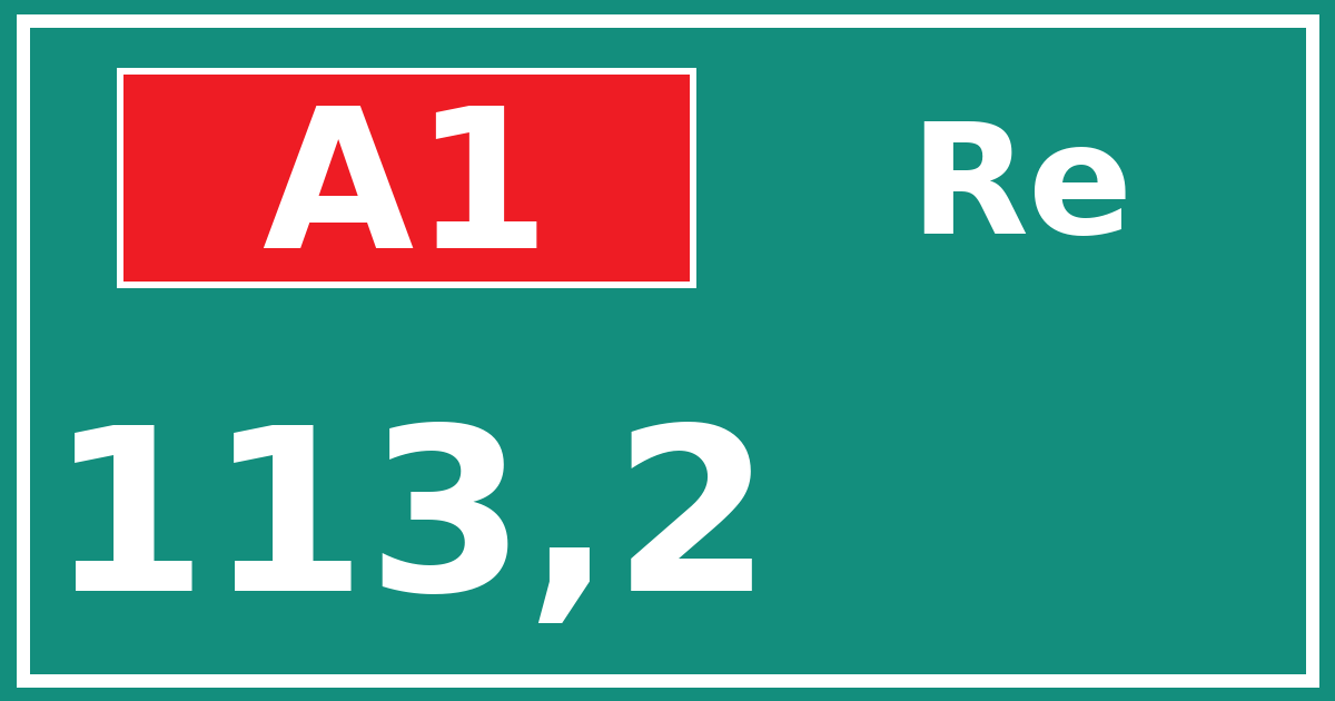 Hectometerbord A1 113,2 zijde Re