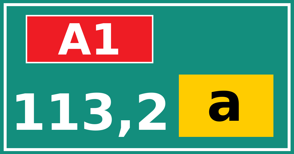 Hectometerbord A1 113,2 letter a