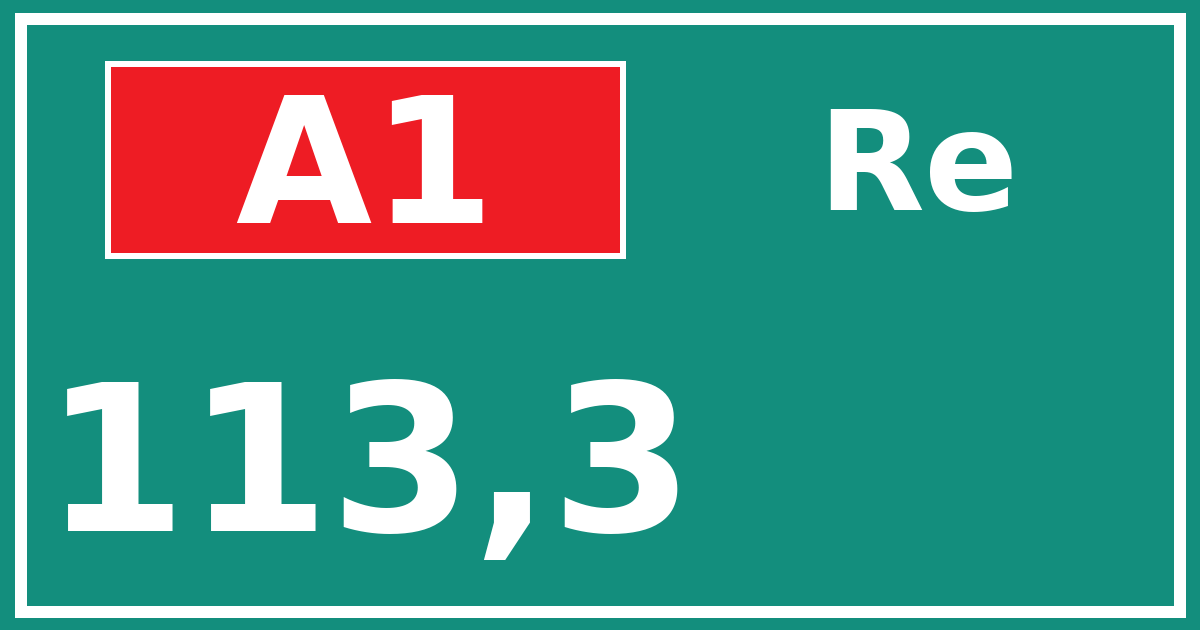 Hectometerbord A1 113,3 zijde Re