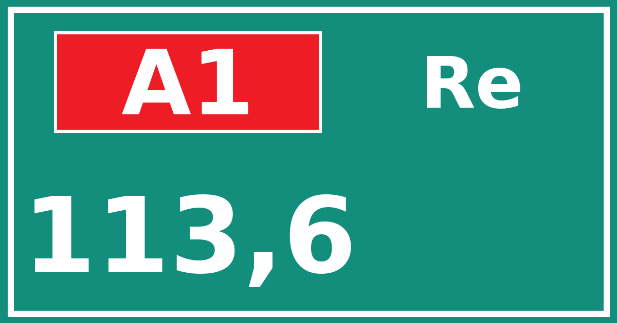 Hectometerbord A1 113,6 zijde Re
