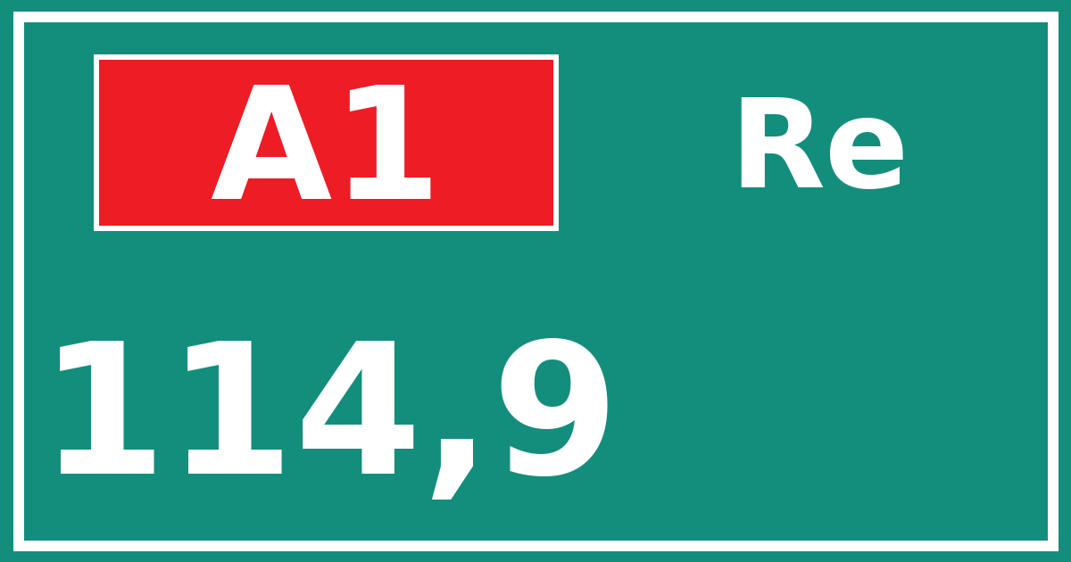 Hectometerbord A1 114,9 zijde Re