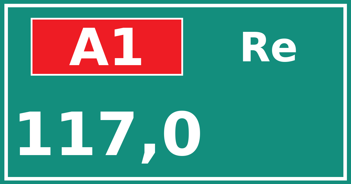 Hectometerbord A1 117,0 zijde Re