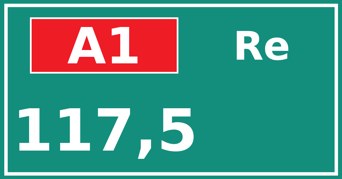 Hectometerbord A1 117,5 zijde Re