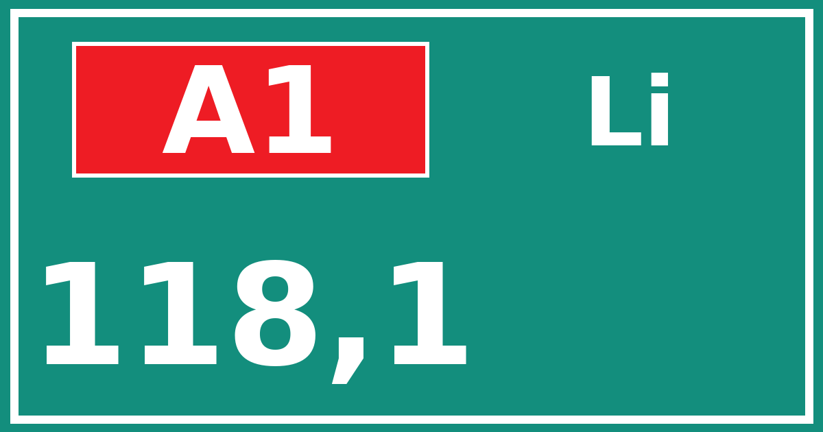Hectometerbord A1 118,1 zijde Li