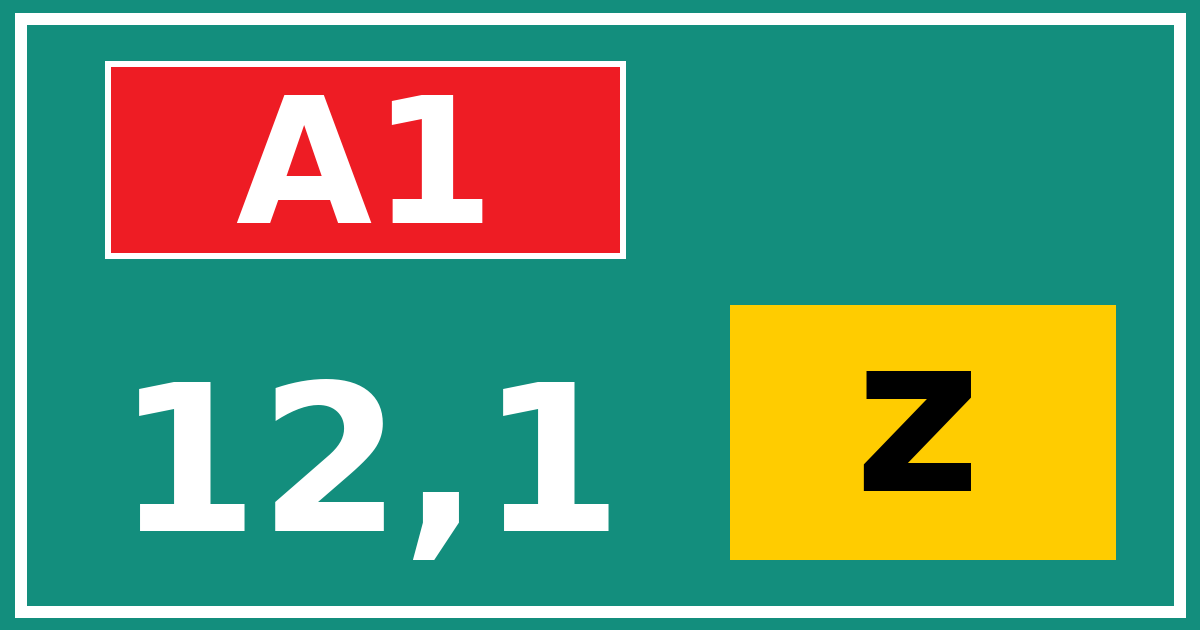 Hectometerbord A1 12,1 letter z