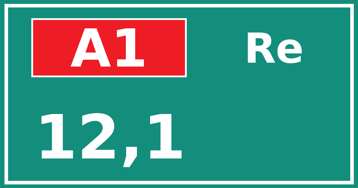 Hectometerbord A1 12,1 zijde Re