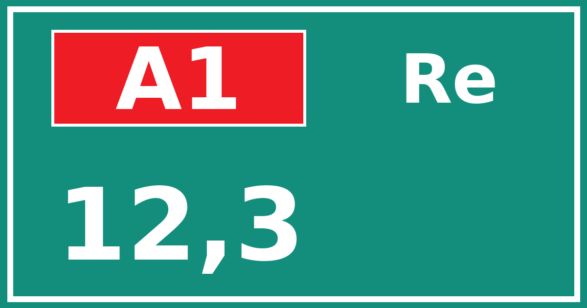 Hectometerbord A1 12,3 zijde Re