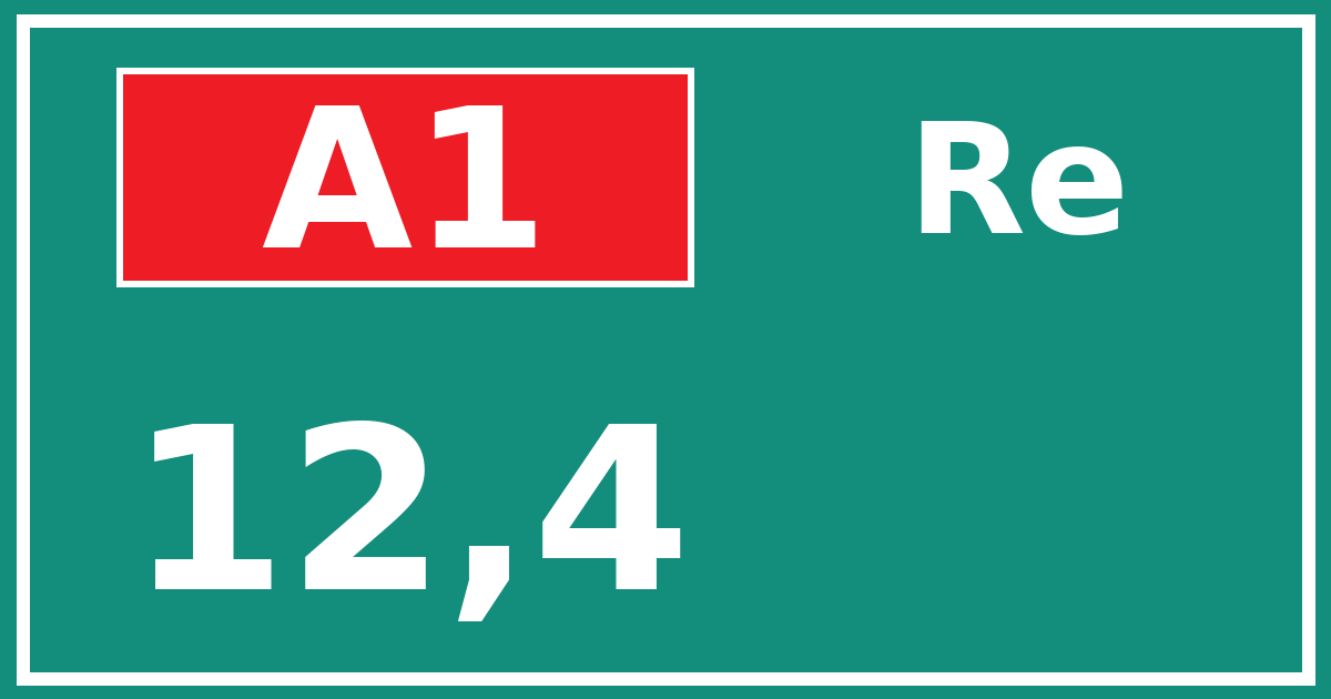 Hectometerbord A1 12,4 zijde Re