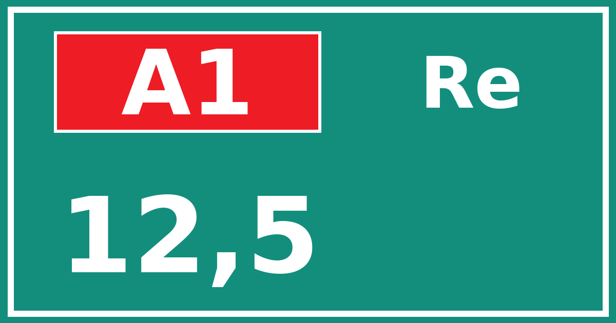 Hectometerbord A1 12,5 zijde Re