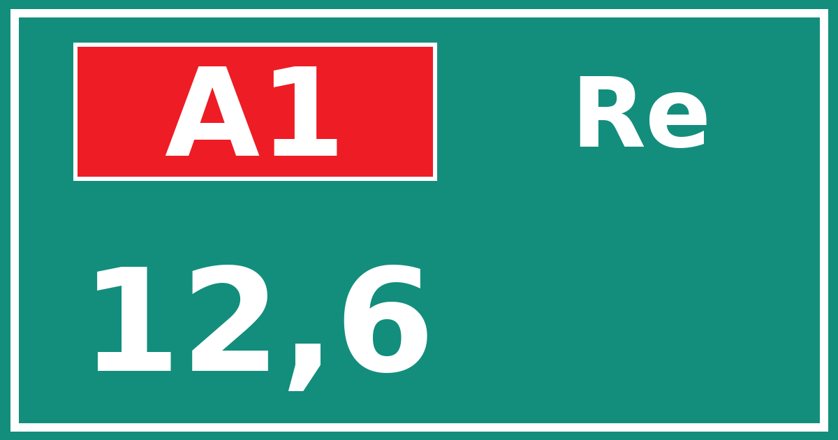 Hectometerbord A1 12,6 zijde Re