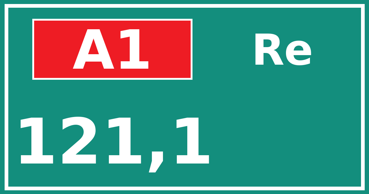 Hectometerbord A1 121,1 zijde Re