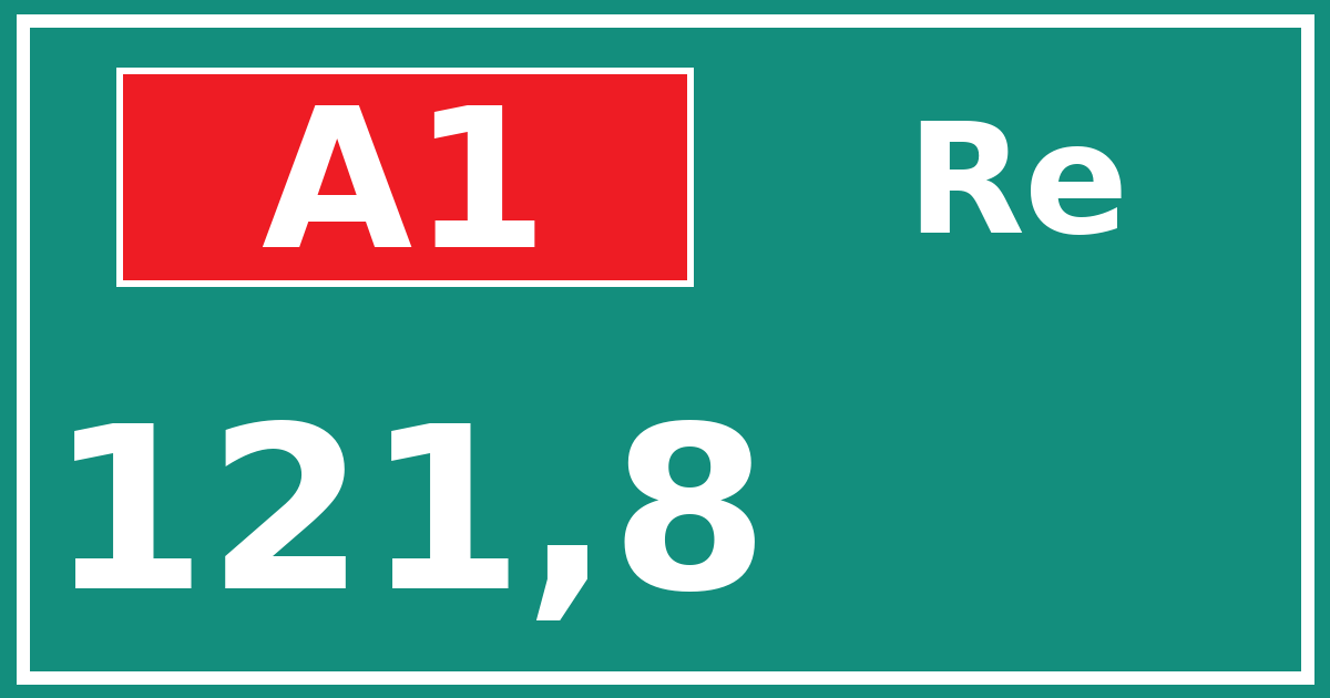 Hectometerbord A1 121,8 zijde Re