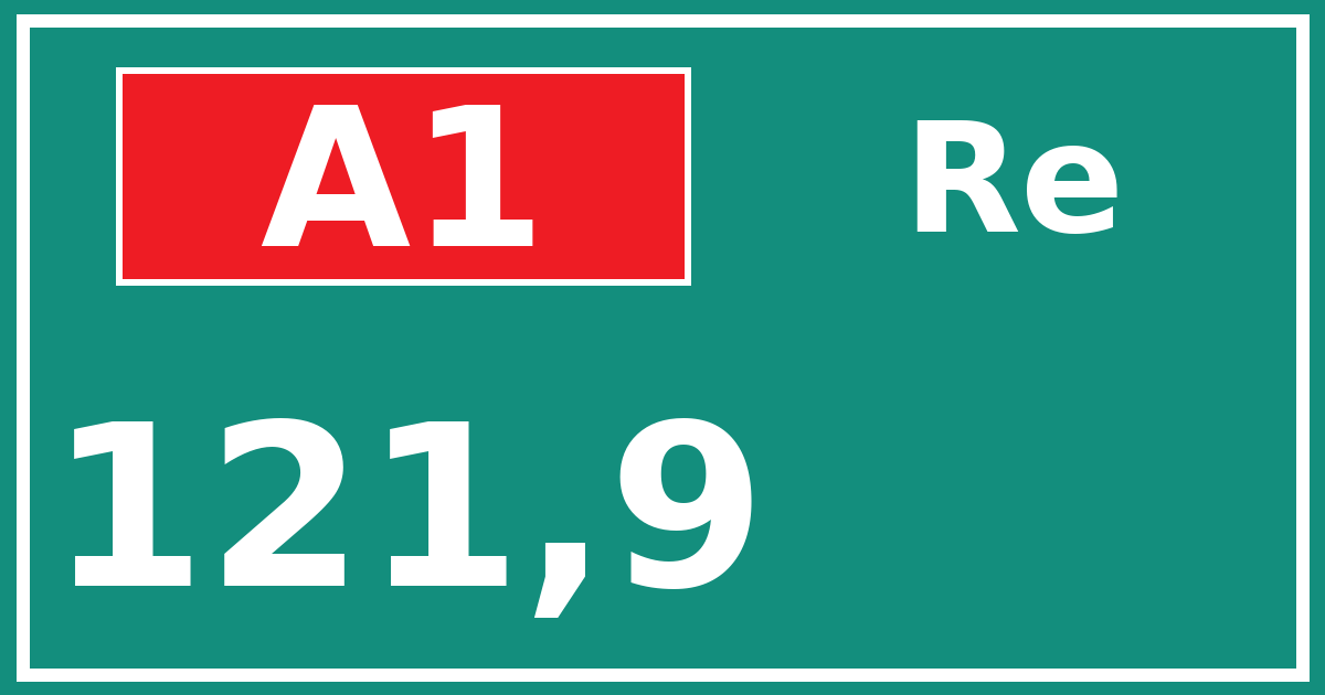Hectometerbord A1 121,9 zijde Re