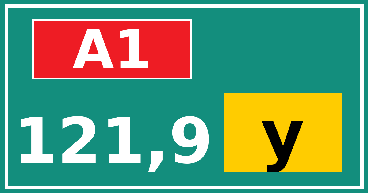 Hectometerbord A1 121,9 letter y