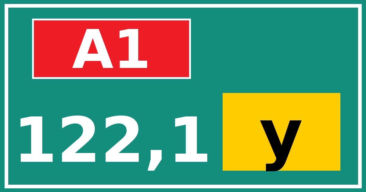 Hectometerbord A1 122,1 letter y