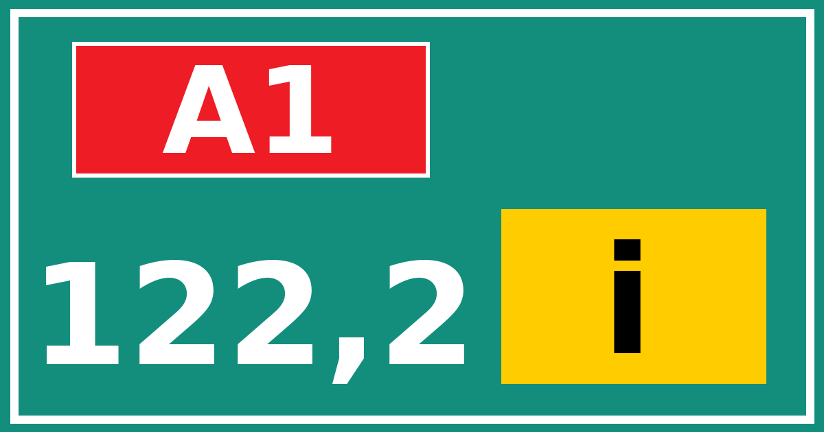 Hectometerbord A1 122,2 letter i