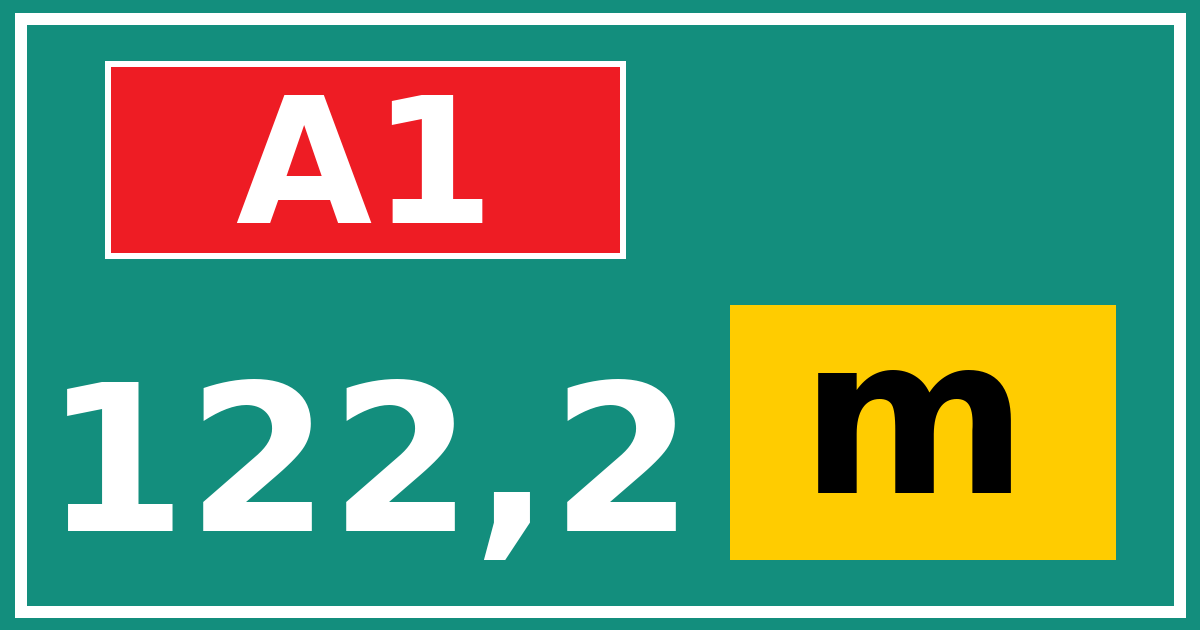 Hectometerbord A1 122,2 letter m